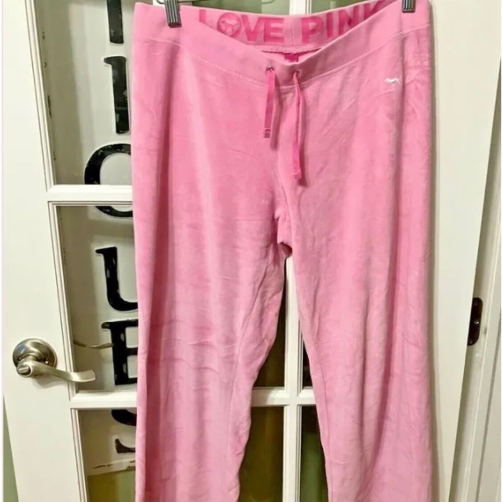 PINK by Victoria’s Secret Women’s Velour Sz M LOVE PINK Wide Leg Pants Only
